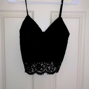 Black Lace Cropped Top